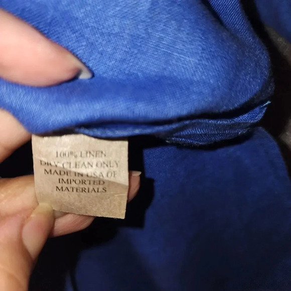 Caroline Rose Women's Blue Gabardine 100% Linen Button Down Shirt Top Size 2X - Picture 4 of 7